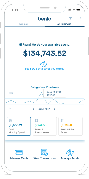 Bento mobile user interface dashboard to provide real-time visibility and tracking