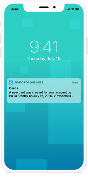 Push notifications user interface representation on Bento's mobile app