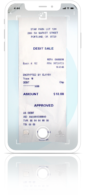 Receipt- Capture user interface on Bento mobile application